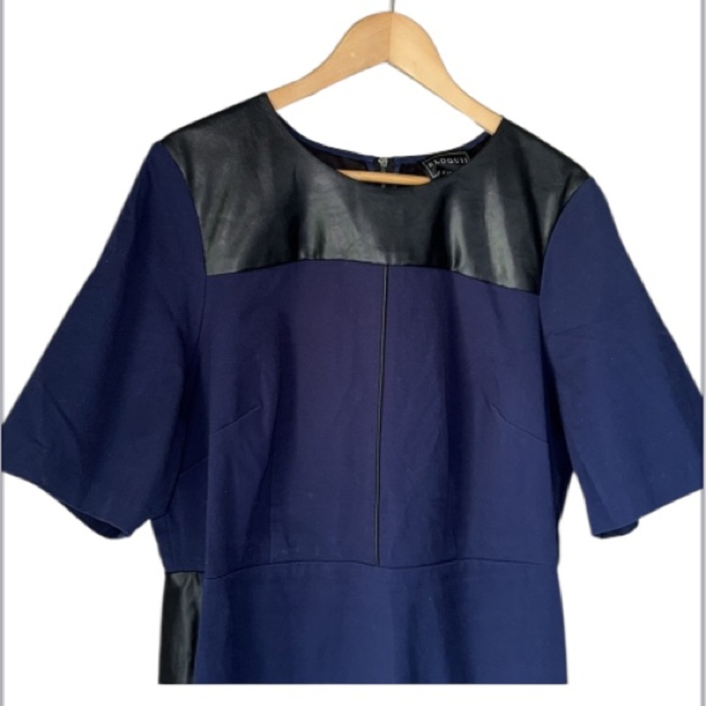 Eloquii Blue and Black Sheath Mini Dress Crew Neck Short Sleeve color block 18
